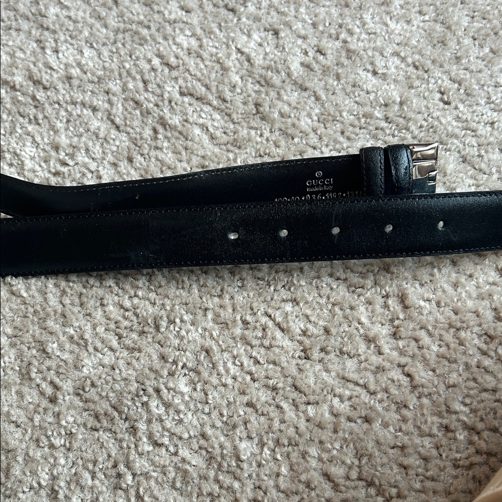 Gucci Black Leather Belt with  (missing the Silver Buckle)